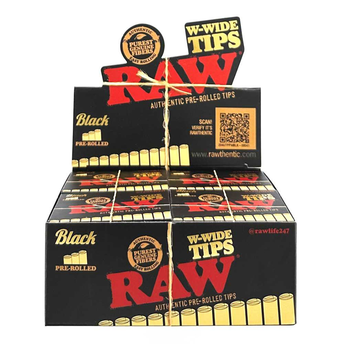Picture of Raw Black W-Wide Pre-Rolled Tips 20CT