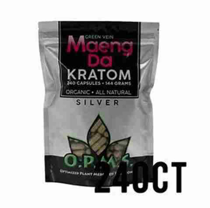 Picture of O.p.m.s silver capsules 240ct 144g - Green vein maeng da