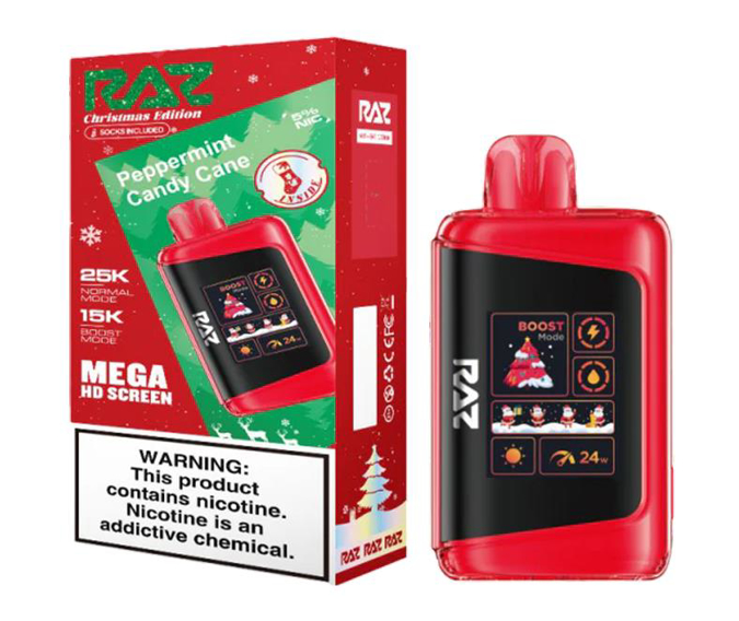 Picture of Raz LTX 25KPuffs Peppermint Candy Cane CE