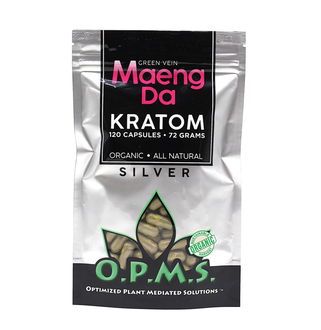 Picture of O.P.M.S silver capsules 120ct 72g - Green vein maeng da