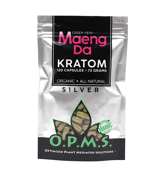Picture of O.p.m.s silver capsules 120ct 72g - Green vein maeng da