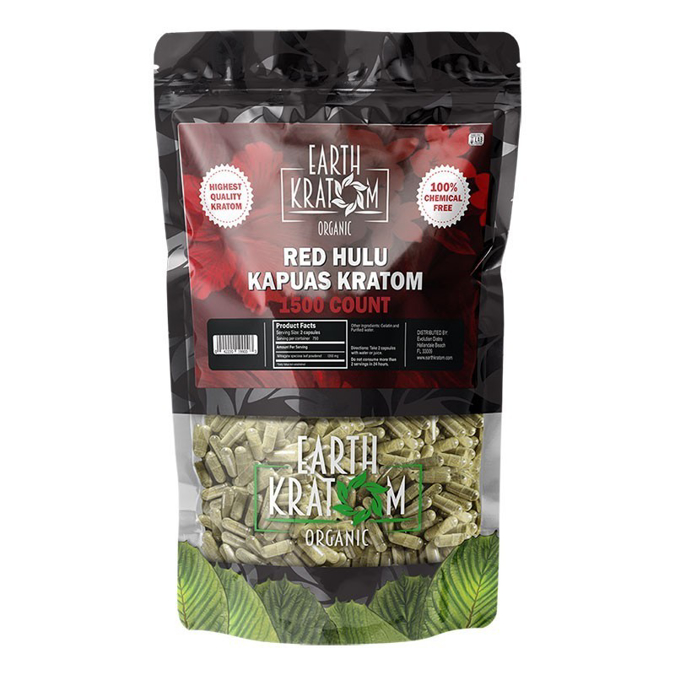 Picture of EARTH KRATOM CAPS 1500CT - RED HULU